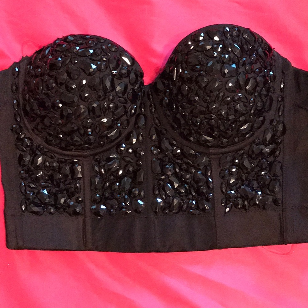 Black embellished bustier